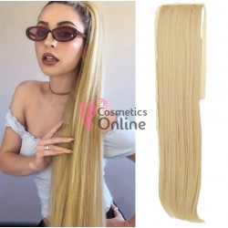 Extensie de par coada dreapta cu snur si pini 70 cm Blond Deschis Ash Mixt CYF7154115613